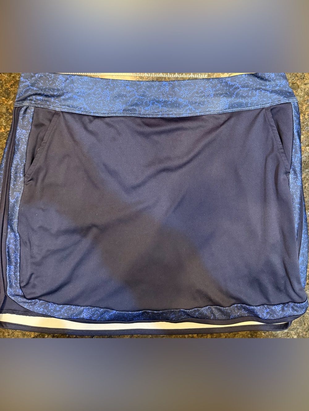 PGA Tour Golf Stretch Skort Navy Blue Abstract Trim Large